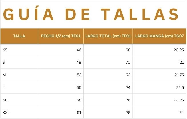GUIA DE TALLAS